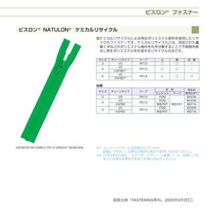 5VSPBEOR-PR14 Vislon® NATULON® Recycled Zipper, Size 5, Open-end