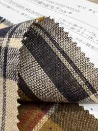 26201 Yarn-dyed 20 Single Yarn Thread/ Linen Flat Weave Fuzzy Check[Textile / Fabric] SUNWELL Sub Photo
