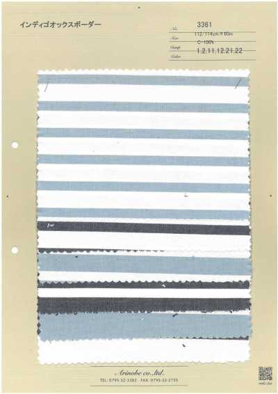 3361 Indigo Oxford Horizontal Stripe