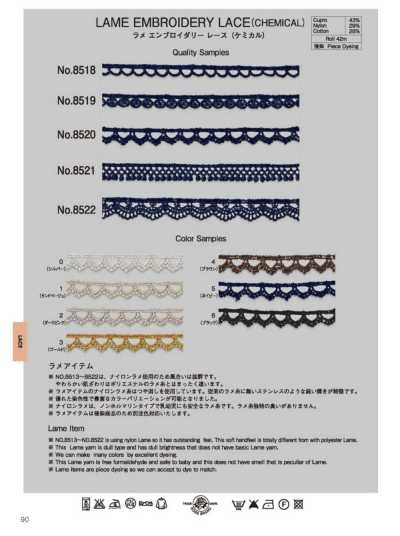 8519 Lame Embroidered Lace (Chemical) (Approx. 8 Mm)