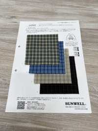 14381 50 Single Thread Craft Washer Processed Sky Feather Dobby Mini Check[Textile / Fabric] SUNWELL Sub Photo