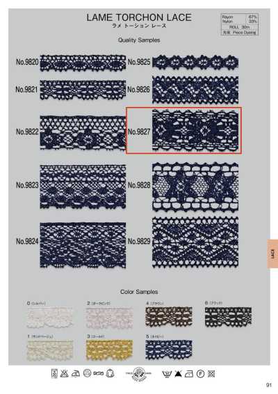 9827 Lame Torchon Lace (Approx. 32 Mm)