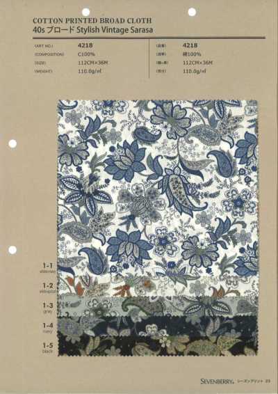 4218 SEVENBERRY® 40s Broadcloth Stylish Vintage Sarasa