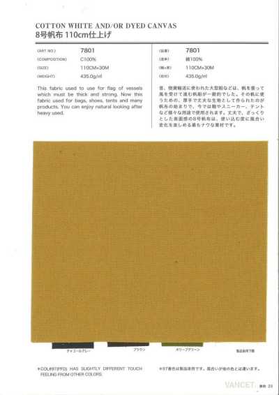 7801 No. 8 Canvas, Finished Width 110 Cm