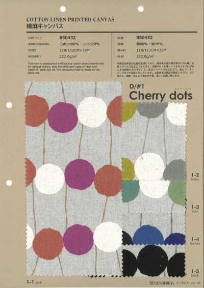 850432 SEVENBERRY® Cotton Linen Canvas Cherry Dot