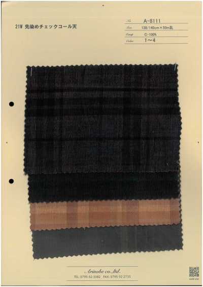 A-8111 21W Yarn-dyed Check Corduroy