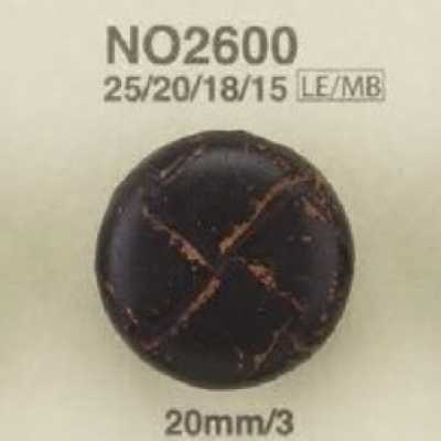NO2600 Leather/Brass Rectangle Ring Half-Ring Shank Button