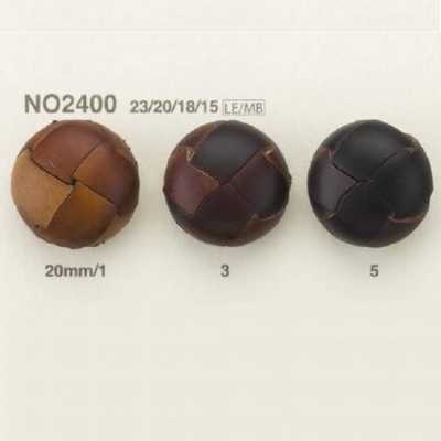 NO2400 Leather/Brass Rectangle Ring Half-Ring Shank Button