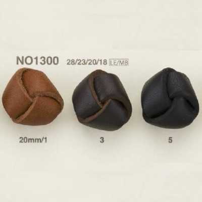 NO1300 Leather/Brass Circular Ring Half-Ring Shank Button