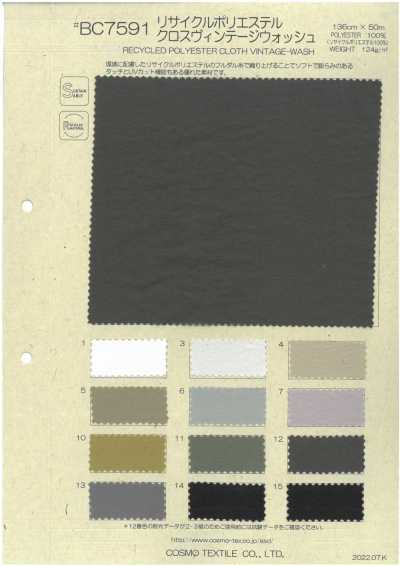 BC7591 Vintage Wash Recycled Polyester Cloth