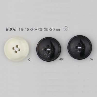 8006 Polyester Resin Button With Rim, 4-hole