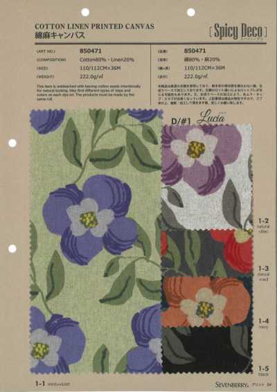 850471 SEVENBERRY® Cotton Linen Canvas Spicy Deco Lucia