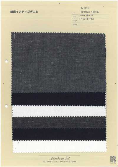 A-8101 Cotton Linen Indigo Denim
