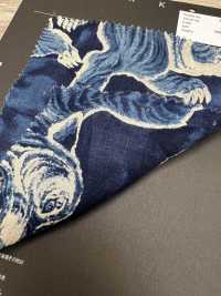 5-IDG-HDPT4 Linen ID Hand-printed Discharge Print Tiger Print[Textile / Fabric] HOKKOH Sub Photo