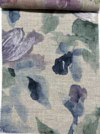 7025-710-1 Linen Loomstate(Watercolor Floral Pattern)[Textile / Fabric] HOKKOH Sub Photo