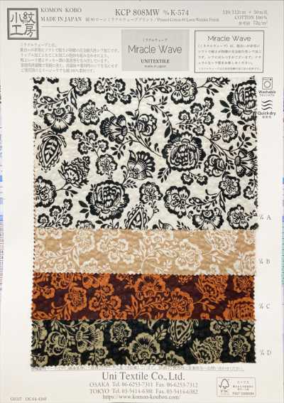 KCP808MW-DK-574 80 Cotton Lawn Miracle Wave Print