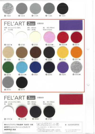 FELART-2 Felart, 2mm Thick, With One Selvedge