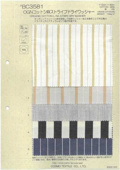 BC3581 OGN Cotton Linen Stripe Dry Washer Finish