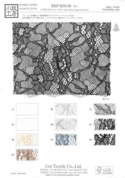 KKF8250-58-D1 Soft Double-Edged Scallop Raschel Lace, Wide Width