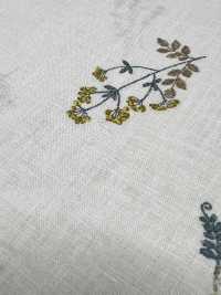 8025-1790-1 Linen Loomstate Sheeting With Embroidered Flying Flowers[Textile / Fabric] HOKKOH Sub Photo