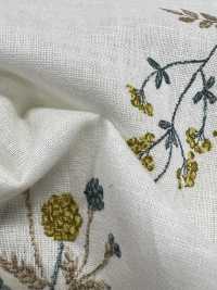 8025-1790-1 Linen Loomstate Sheeting With Embroidered Flying Flowers[Textile / Fabric] HOKKOH Sub Photo