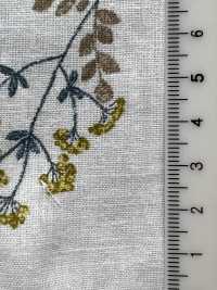 8025-1790-1 Linen Loomstate Sheeting With Embroidered Flying Flowers[Textile / Fabric] HOKKOH Sub Photo