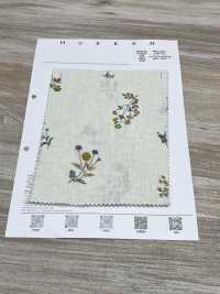 8025-1790-1 Linen Loomstate Sheeting With Embroidered Flying Flowers[Textile / Fabric] HOKKOH Sub Photo