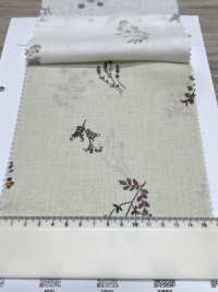 8025-1790-1 Linen Loomstate Sheeting With Embroidered Flying Flowers[Textile / Fabric] HOKKOH Sub Photo