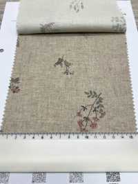 8025-1790-1 Linen Loomstate Sheeting With Embroidered Flying Flowers[Textile / Fabric] HOKKOH Sub Photo