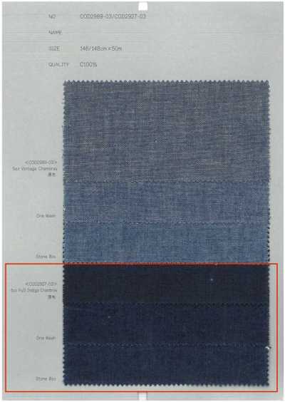 COD2927-03 5 Oz Full Indigo Chambray