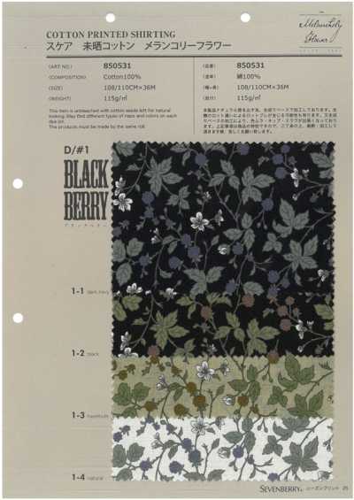 850531 SEVENBERRY® Lawn Unbleached Cotton Melancholy Flower Blackberry