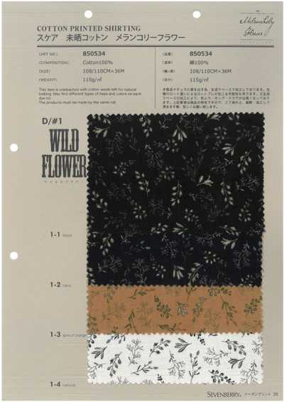 850534 SEVENBERRY® Lawn Unbleached Cotton Melancholy Flower Wildflower