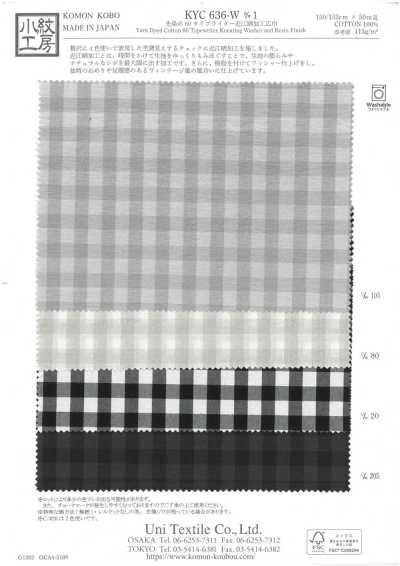 KYC636-W-D1 Yarn Dyed 60 Typewriter Cloth, Omi Bleached Finish, Wide Width