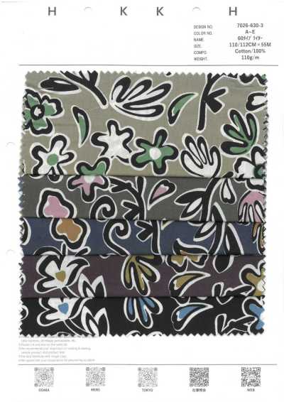 7026-630-3 60 Typewriter Cloth Geometric Floral