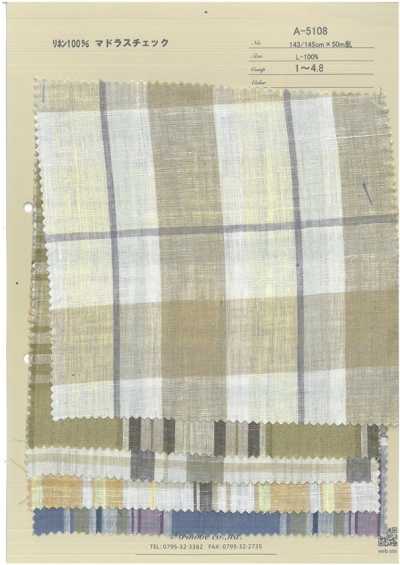 100% Linen Madras Check