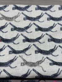 KTS7103 Linen Loomstate Cat Seigaiha Print[Textile / Fabric] Sub Photo