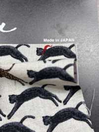 KTS7103 Linen Loomstate Cat Seigaiha Print[Textile / Fabric] Sub Photo