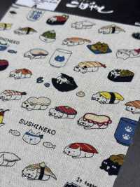 KTS6601 Linen Canvas Sushi Cat Print[Textile / Fabric] Sub Photo