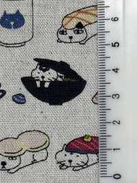 KTS6601 Linen Canvas Sushi Cat Print[Textile / Fabric] Sub Photo