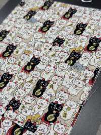 KTS7106 Linen Canvas Lucky Cat Print[Textile / Fabric] Sub Photo