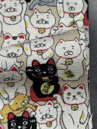 KTS7106 Linen Canvas Lucky Cat Print[Textile / Fabric] Sub Photo