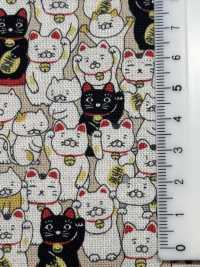 KTS7106 Linen Canvas Lucky Cat Print[Textile / Fabric] Sub Photo
