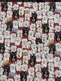 KTS7106 Linen Canvas Lucky Cat Print[Textile / Fabric] Sub Photo