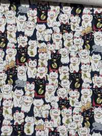 KTS7106 Linen Canvas Lucky Cat Print[Textile / Fabric] Sub Photo