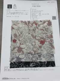 OKC034 60/Linen Print Line Flower[Textile / Fabric] Oharayaseni Sub Photo