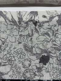 OKC034 60/Linen Print Line Flower[Textile / Fabric] Oharayaseni Sub Photo