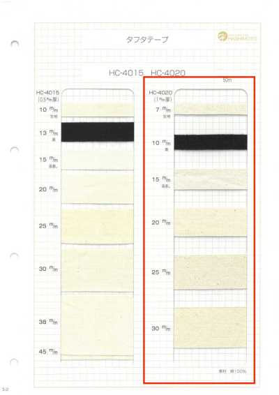 HC-4020 1mm Thick Cotton Taffeta Tape