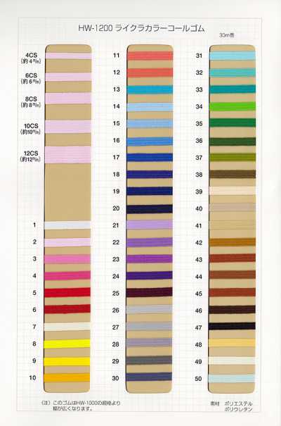 HW-1200 Lycra Colored Corded Elastic