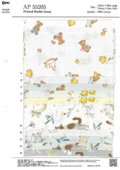 AP55205 Pastel Animal Double Gauze (Roll)