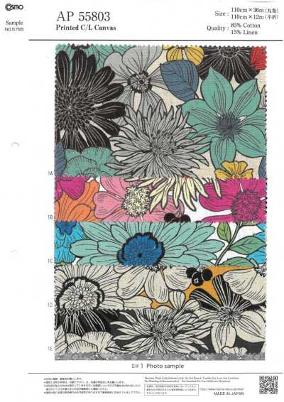 AP55803 Cotton/Linen Flower Canvas (Roll)